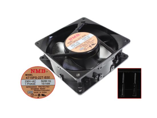 Picture of NMB-MAT / Minebea 4715PS-22T-B30 Server - Square Fan A00, sq120x120x38mm, 2-pin, AC 230V 15W