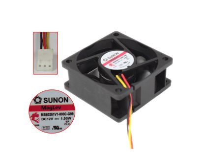 Picture of SUNON MB60251V1-000C-G99 Server - Square Fan SF60x60x25, w3, 12V 1.50W