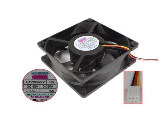 Picture of MECHATRONICS G1238S48B1 Server - Square Fan 48V0.08A, Alum, sq120x120x38mm, 3W