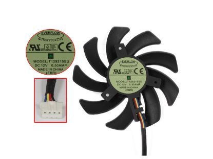 Picture of Everflow T129215SU  Server - Frameless / GPU Fan DC 12V 0.50A, D85xC39, Black