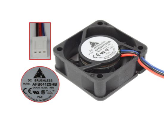 Picture of Delta Electronics AFB0412SHB Server - Square Fan -R00, sq40x40x15mm, DC 12V 0.35A, 3-wire