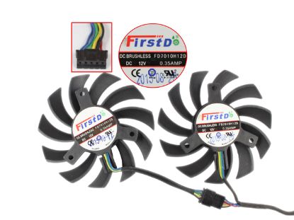 Picture of Firstd FD7010H12D Server - Frameless / GPU Fan 12V 0.35A, W100x 6x 4, D75xC40, Black, 2 Fan