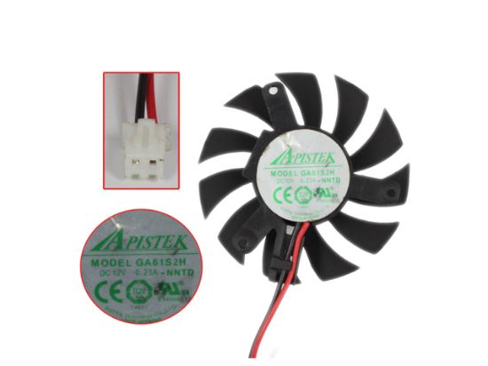 Picture of APISTEK / Rotek GA61S2H Server - Frameless / GPU Fan NNTC, NNTD, 12V 0.23A, W50x2x2, D45, Black