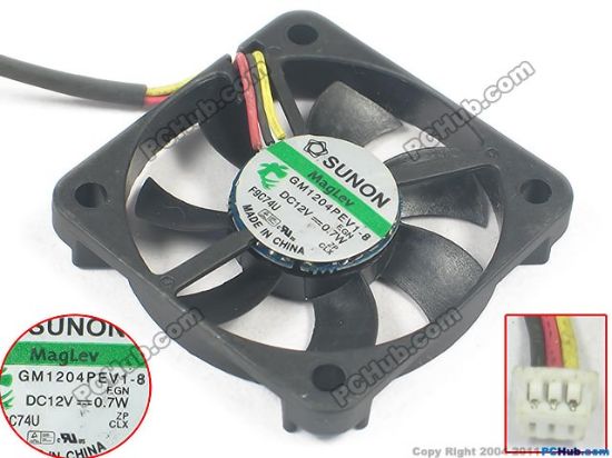 Picture of SUNON GM1204PEV1-8,   Server - Square Fan 12V 0.7W, sq40x40x7mm 3-wire