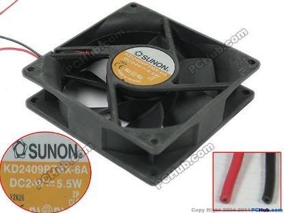 Picture of SUNON KD2409PTBX-6A,   Server - Square Fan 24V 5.5W, sq90x90x25mm 2-wire