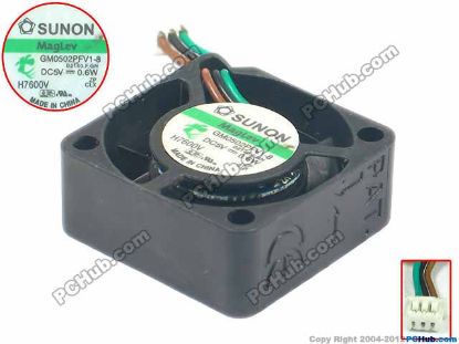 Picture of SUNON GM0502PFV1-8 Server - Square Fan B2140.F.GN, sq25x25x10mm, DC 5V 0.6W, w30x3x3