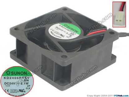Picture of SUNON KD2406PTS1 Server - Square Fan V, SF60x60x25, w60x2x2, 24V 2.1W