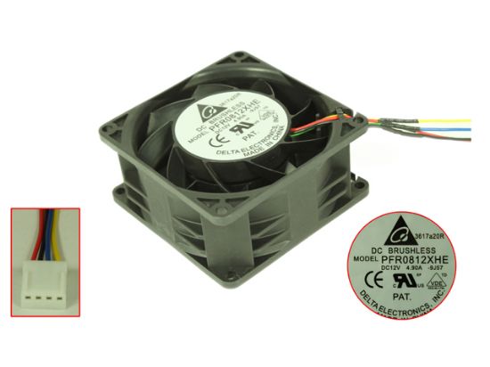 Picture of Delta Electronics PFR0812XHE Server - Square Fan -9J57, sq80x80x38, w115x4x4, 12V 4.90A