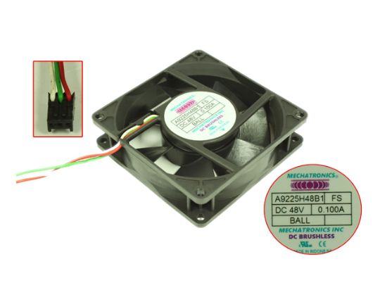 Picture of MECHATRONICS A9225H48B1 Server - Square Fan FS, 48V0.10A, sq92x92x25mm, 3W
