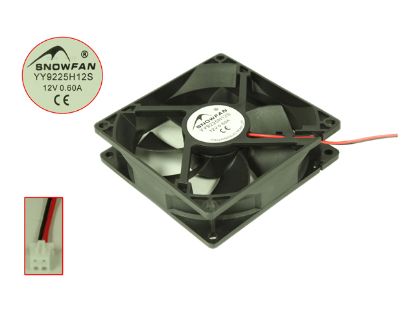 Picture of SNOW FAN / YONGYIHAO YY9225H12S Server - Square Fan sq92x92x25, w80x2x2P, DC 12V 0.6A