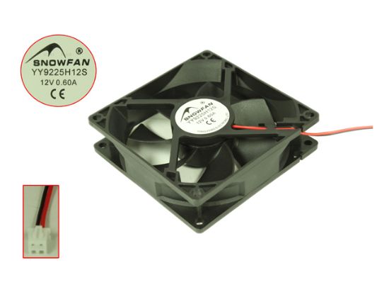 Picture of SNOW FAN / YONGYIHAO YY9225H12S Server - Square Fan sq92x92x25, w80x2x2P, DC 12V 0.6A