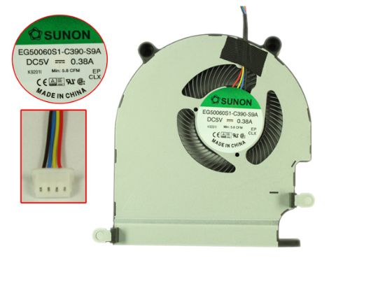 Picture of SUNON EG50060S1-C390-S9A Cooling Fan 	4-wire 4-pin, DC 5V 0.38A, Bare fan