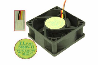 Picture of Y.L FAN / Yate Loon D60BV-12 Server - Square Fan SF60x60x25, w3, 12V 0.50A