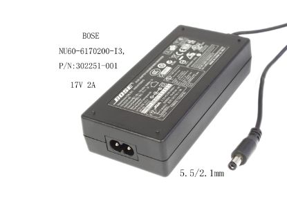 Picture of BOSE NU60-6170200-I3 AC Adapter 13V-19V 17V 2A, 5.5/2.1mm, 2-Prong