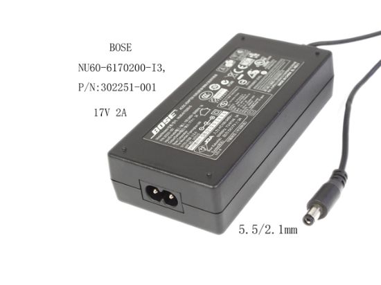 Picture of BOSE NU60-6170200-I3 AC Adapter 13V-19V 17V 2A, 5.5/2.1mm, 2-Prong