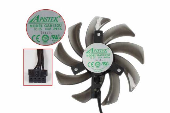 Picture of APISTEK / Rotek GA91S2U Server - Frameless / GPU Fan PFTA, -PFTF,DC 12V 0.40A, D86xC40, W80x4x4, dark