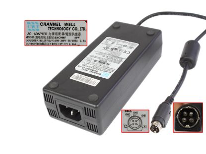 Picture of CWT / Channel Well Technology PAC080F AC Adapter 5V-12V 12V 6.66A, 4-Pin Din, C14, New