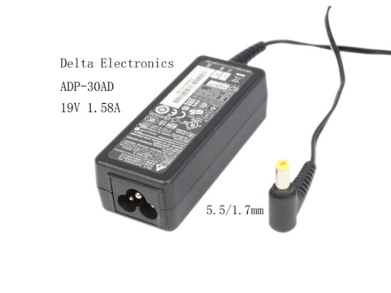 Picture of Delta Electronics ADP-30AD AC Adapter- Laptop 19V 1.58A, 5.5/1.7mm, 3P