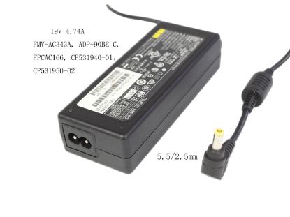 Picture of Fujitsu AC Adapter (Fujitsu) AC Adapter- Laptop FMV-AC343A, ADP-90BE C, 19V 4.74A, 5.5/2.5mm, 2P