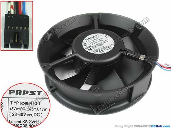 Picture of ebm-papst TYP 6248 N/3T Server - Round Fan dia172x172x50mm, w180x5x5, 48V 18W