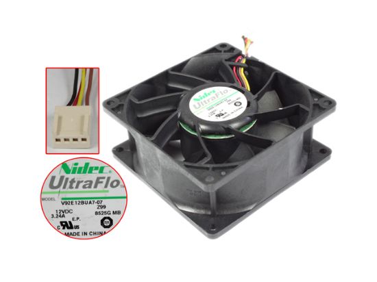 Picture of Nidec V92E12BUA7-07 Server - Square Fan Z99, sq92x92x38mm, 4-wire, DC 12V 3.24A,