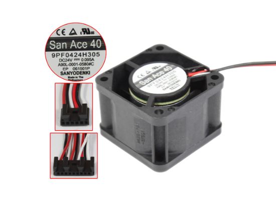 Picture of Sanyo Denki 9PF0424H305 Server - Square Fan sq40x40x28mm, w80x3x3, 24V 0.095A