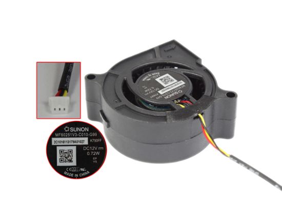 Picture of SUNON MF60251V3-C010-G99 Server-Blower Fan DC 12V 0.72W, 60x60x25mm, W120X3X3