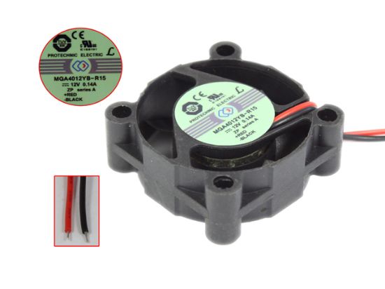Picture of Protechnic Magic MGA4012YB-R15 Server - Square Fan , sq40x40x15mm, 2-wire, DC 12V 0.14A