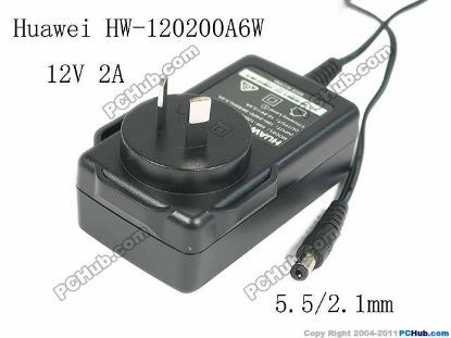 Picture of Huawei HW-120200A6W AC Adapter - Compatible 12V 2A, Barrel 5.5/2.1mm, AU 2-Pin Plug, HW-120200