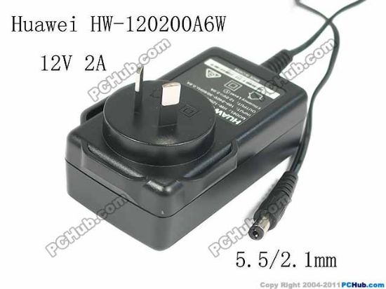 Picture of Huawei HW-120200A6W AC Adapter - Compatible 12V 2A, Barrel 5.5/2.1mm, AU 2-Pin Plug, HW-120200