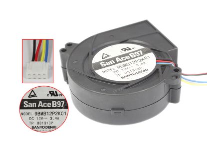 Picture of Sanyo Denki 9BMB12P2K01 Server - Blower Fan BF97x97x33, w4, 12V 3.40A