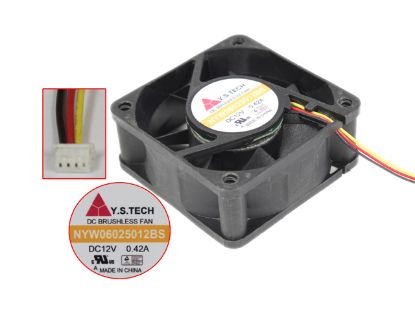 Picture of Y.S TECH NYW06025012BS Server - Square Fan SF60x60x25, w80x3x4, 12V 0.42W