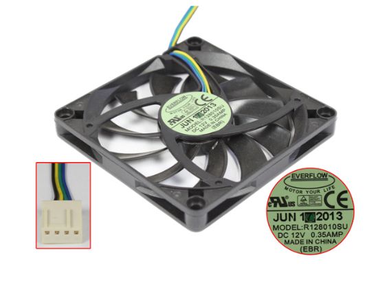 Picture of EverCool R128010SU Server - Square Fan 12V0.35A, sq80x80x10mm, 4W