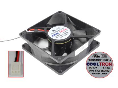 Picture of Used Fan FD8025B12W11-3R21A Server - Square Fan sq80x80x25, w80x3x3P, DC 12V 5.40W