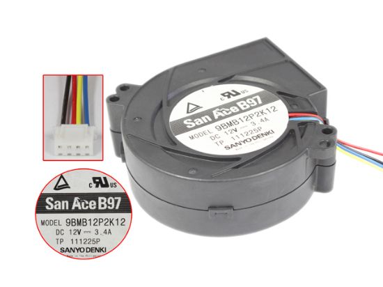 Picture of Sanyo Denki 9BMB12P2K12 Server - Blower Fan bw97x97x33, 4w, DC 12V 3.4A