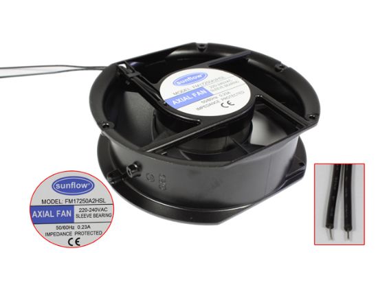 Picture of sunflow FM17250A2HSL Server - Round Fan AC 220/240A 0.23A, 2-wire, 172x150x51mm