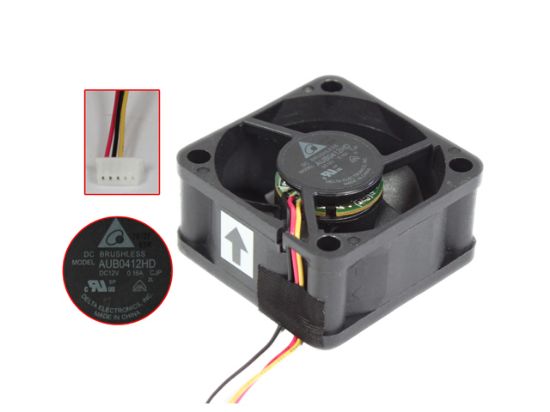 Picture of Delta Electronics AUB0412HD Server - Square Fan -CJP, sq40x40x20mm, DC 12V 0.16A, 300X3X5