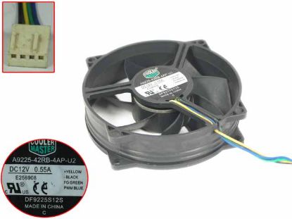Picture of Cooler Master A9225-38RB-6AP-U2 Server - Round Fan DF9225S12S, sq92x92x25, 4-wire, 12V 0.55A