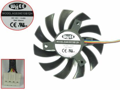 Picture of  WHEE DC 12V 0.40A Dia 75mm CTC 40mm Server-Frameless / GPU Fan
