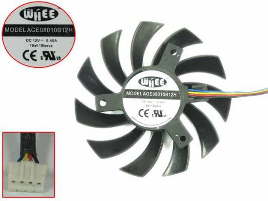 Picture of  WHEE DC 12V 0.40A Dia 75mm CTC 40mm Server-Frameless / GPU Fan