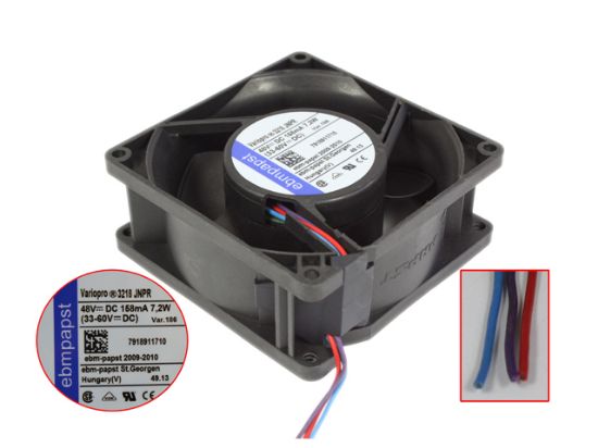 Picture of ebm-papst 3218 JNPR Server - Square Fan sq90x90x38mm, 3-wire, 48V 7.2W