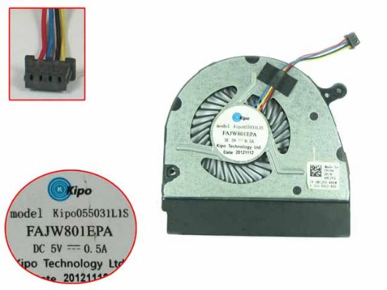 Picture of Kipo 055031L1S Cooling Fan  FAJW801EPA, DC5V 0.50A, Bare fan