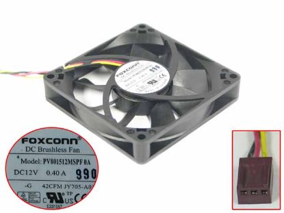 Picture of Foxconn PV801512MSPF0A Server - Square Fan sq80x80x15mm, w110x3x3, 12V 0.40A