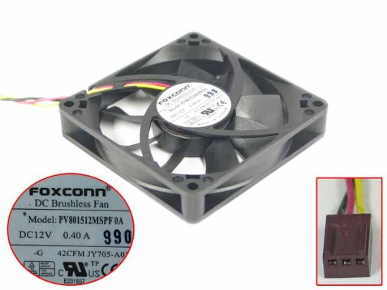 Picture of Foxconn PV801512MSPF0A Server - Square Fan sq80x80x15mm, w110x3x3, 12V 0.40A