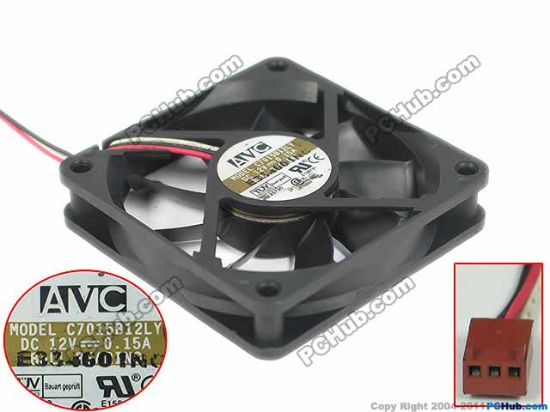 Picture of AVC C7015B12LY Server - Square Fan sq70x70x15, w95x3x3, 12V 0.15A