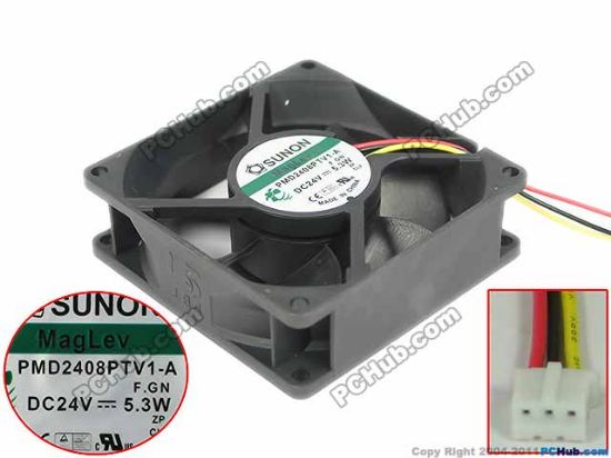 Picture of SUNON PMD2408PTV1-A Server - Square Fan F.GN, SF80x80x25, w50x3x3, 24V 5.3W