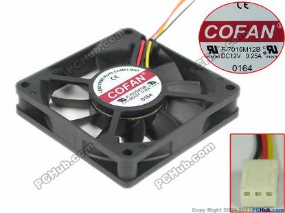 Picture of COFAN F-7015M12B Server - Square Fan 12V0.25A, sq70x70x15mm, 3W