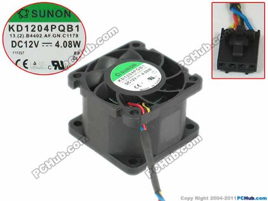 Picture of SUNON KD1204PQB1 Server - Square Fan 13. (2).B4402.AF.GN.C1178, DC12V4.08W, 40x40x28mm,