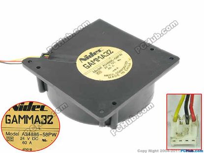 Picture of Nidec A34886-58PW Server - Blower Fan bw120x120x32, w155x3x4, 24V 0.60A
