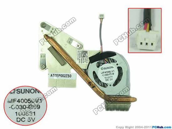 Picture of SUNON MF40050V1-C030-G99 Cooling Fan  w25x3x3, 5V 0.21A, Heatsink fan